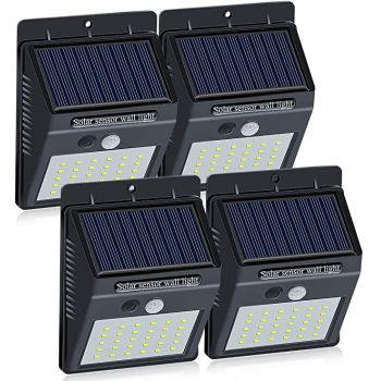 Set 4 Lampi BRIGHT 30 LED Solare cu senzor de miscare si lumina 1 mod ILUMINARE la reducere