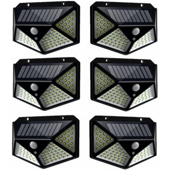 Set 6 Lampi Solare ULTRA 100 LED cu Senzor de Miscare si Lumina 3 Moduri ILUMINARE la reducere