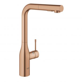 Baterie bucatarie Grohe Essence cu dus extractibil dual spray pipa L brushed warm sunset