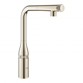 Baterie bucatarie Grohe Essence SmartControl cu dus extractibil pipa L polished nickel la reducere
