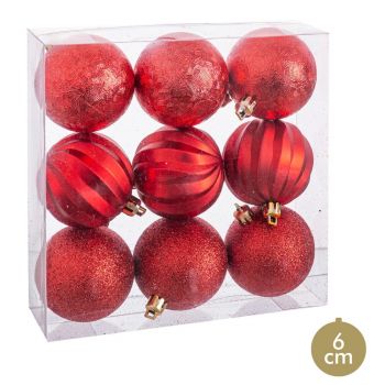 Set 9 globuri de Crăciun Unimasa, ø 6 cm, roșu