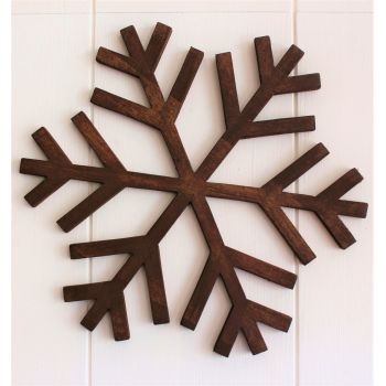 Decoratiune de perete, Snowflake, 38x1.8x38 cm, Placaj , Maro