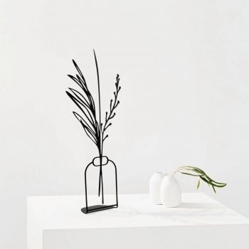 Decoratiune, Flowerpot, 15x44 cm, Metal, Negru