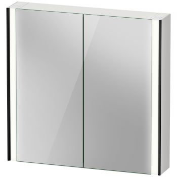 Dulap cu oglinda Duravit XViu cu iluminare LED 82x80cm cu doua usi si doua rafturi de sticla margini negru mat