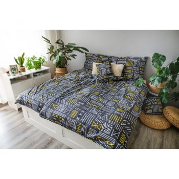 Lenjerie de pat gri din bumbac pentru pat de o persoană 140x200 cm LP Dita Runy – Cotton House ieftina