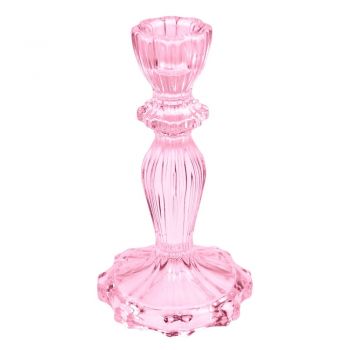 Sfeșnic înalt roz din sticlă - Rex London ieftin