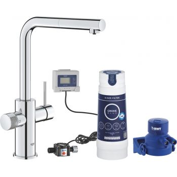 Baterie bucatarie Grohe Blue Pure Minta cu dus extractibil sistem filtrare S starter kit crom la reducere