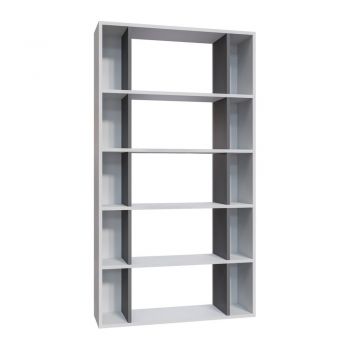 Bibliotecă albă/gri 90x164 cm Sanborn – Kalune Design ieftina