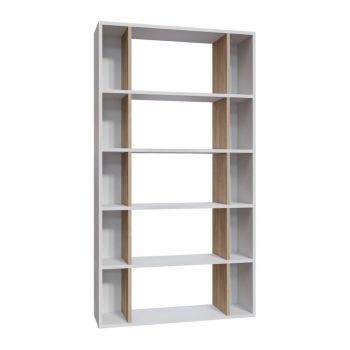 Bibliotecă albă/cu aspect de lemn de stejar 90x164 cm Sanborn – Kalune Design