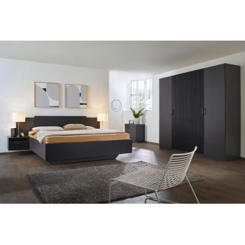 Dormitor MIRO gri metalic/ stejar negru