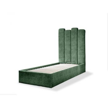 Pat verde tapițat cu spațiu de depozitare și somieră 90x200 cm Dreamy Aurora – Miuform ieftin