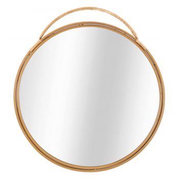 Oglinda decorativa Panama Round, Mauro Ferretti, 80 x 88 cm, maro ieftina
