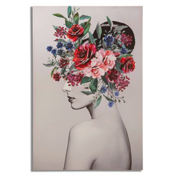 Tablou decorativ Lady Flower -A, Mauro Ferretti, 80 x 120 cm, lemn de pin/canvas la reducere