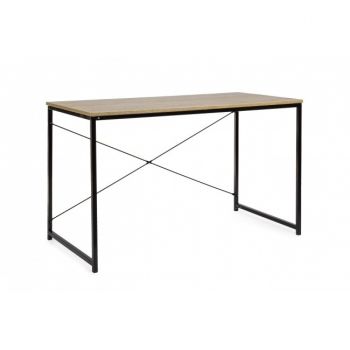 Masa de birou din pal si metal Elettra Natural / Negru, L120xl60xH70 cm