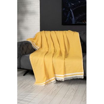 Cuvertura de pat, Alinda - Mustard (170 x 230), DC Home, Bumbac