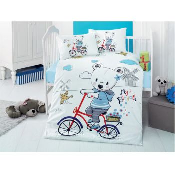 Lenjerie de pat pentru copii, My Bike, Patik, Bumbac Ranforce