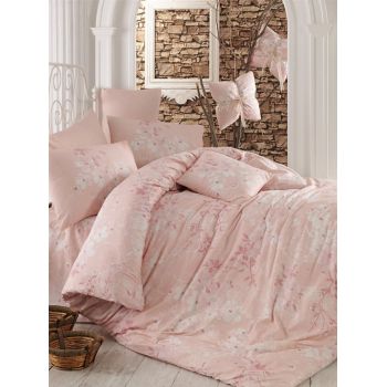 Lenjerie de pat pentru o persoana, Elena - Pink, Pearl Home, Bumbac Ranforce