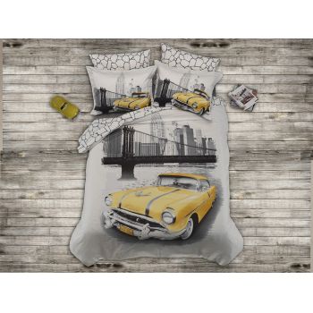 Lenjerie de pat pentru o persoana, Yellow Taxi, Primacasa by Türkiz, Bumbac Satinat