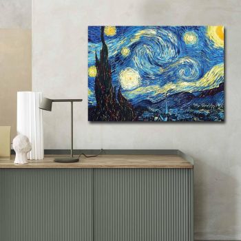 Tablou Canvas Van Gogh Noapte instelata, Multicolor, 100 x 70 cm