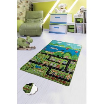 Covor de Copii Green City, Multicolor, 140x80 cm