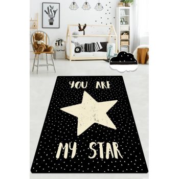 Covor de Copii You Are My Star, Negru, 80x140 cm