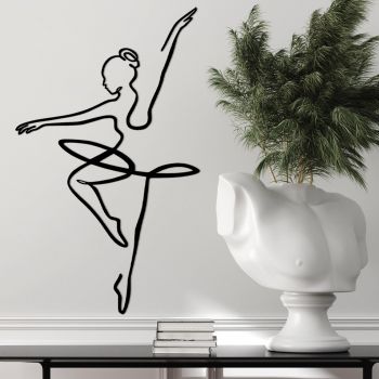 Decoratiune de perete Metal Ballerina 1, Negru, 0.15x42x70 cm