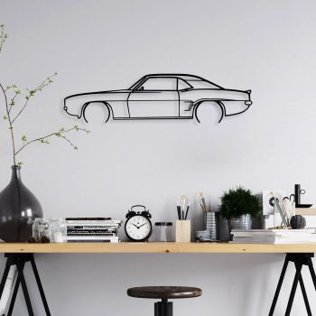 Decoratiune de perete Metal Chevrolet Camaro V2 Silhouette, Negru, 18x1x70 cm