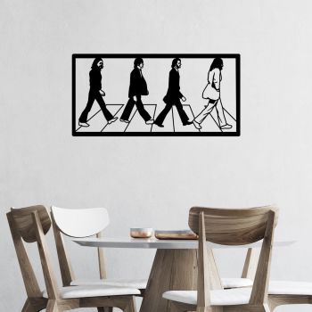 Decoratiune de perete Metal The Beatles, Negru, 39x1x80 cm
