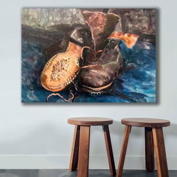 Tablou Canvas Old Boots, Maro, 100 x 70 cm ieftin