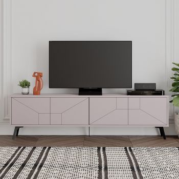 Comoda Tv 3d Design cu 4 usi, Stejar, 180 x 50 x 30 cm ieftina