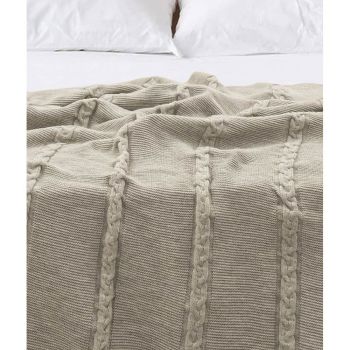 Cuvertură bej din bumbac pentru pat de o persoană 150x200 cm Trenza – Oyo Concept ieftina