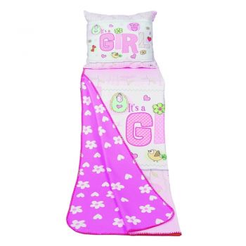 Set pătură și față de pernă pentru copii roz 85x125 cm – OYO kids