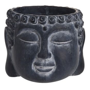 Ghiveci Buddha, 16x16x12.5 cm, ciment, negru la reducere