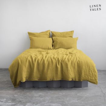 Lenjerie de pat galbenă din in pentru pat de o persoană 135x200 cm – Linen Tales