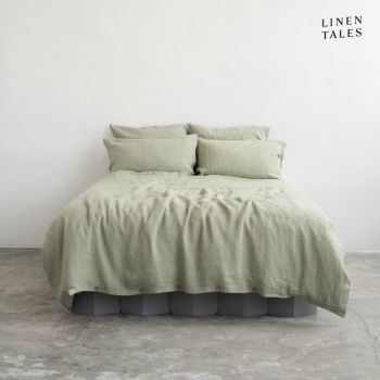 Lenjerie de pat verde-deschis din in pentru pat de o persoană 135x200 cm – Linen Tales