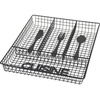 Suport organizare tacamuri Cuisine, 32.3 x 26 x 4.5 cm, metal, negru la reducere