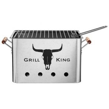 Gratar rectangular BBQ-Grill King, zinc, 32x20x20 cm, argintiu