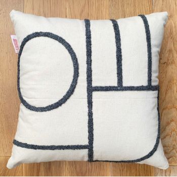 Husa de perna, Nanna Organic Woven Punch Pillow Cover, 43x43 cm, Bumbac, Gri ieftina