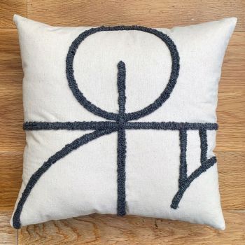 Perna, Gerra Organic Woven Punch Pillow With İnsert, 43x43 cm, Bumbac, Gri