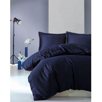 Lenjerie de pat pentru o persoana (DE), Elegant - Dark Blue, Cotton Box, Bumbac Satinat