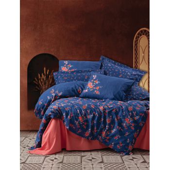 Lenjerie de pat pentru o persoana (DE), Emery - Dark Blue, Cotton Box, Bumbac Ranforce