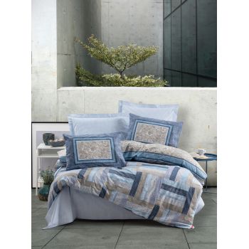 Lenjerie de pat pentru o persoana Single XL (DE), Groovy - Blue, Cotton Box, Bumbac Ranforce