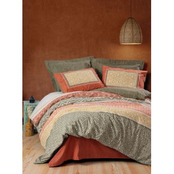 Lenjerie de pat pentru o persoana Single XL (DE), Tuwa - Tile Red, Cotton Box, Bumbac Ranforce