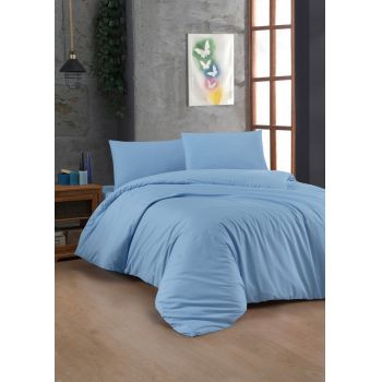 Lenjerie de pat pentru o persoana (DE), Light Blue, Patik, Bumbac Ranforce ieftina