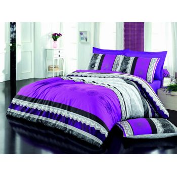 Lenjerie de pat pentru o persoana Single XL (DE), Dantela - Lilac, Pearl Home, Bumbac Ranforce ieftina