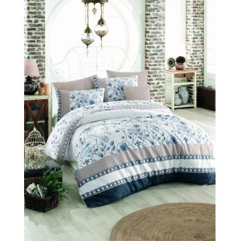 Lenjerie de pat pentru o persoana Single XL (DE), Sudenaz - Blue, Pearl Home, Bumbac Ranforce
