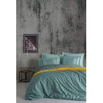 Lenjerie de pat pentru o persoana (EU) (IT), Minimal - Blue, Primacasa by Türkiz, Bumbac Ranforce ieftina