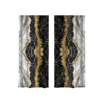 Draperii negre-aurii 2 buc. 140x260 cm – Mila Home