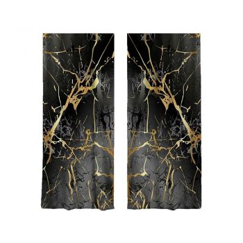 Draperii negre-aurii 2 buc. 140x260 cm – Mila Home