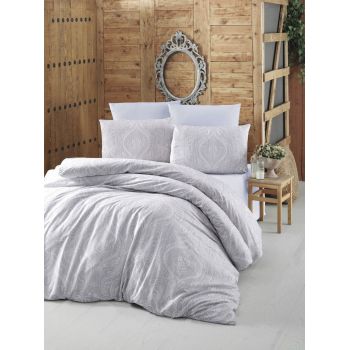 Lenjerie de pat pentru o persoana (ES), Ornament - Grey, Victoria, Bumbac Ranforce